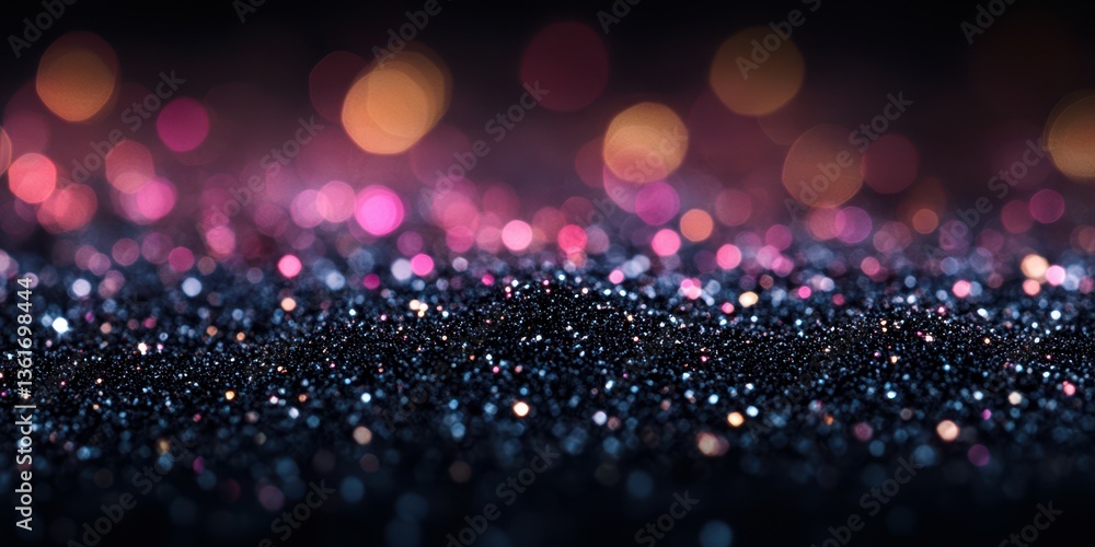 Poster captivating glittering surface with colorful bokeh lights at night creating a vibrant atmosphere