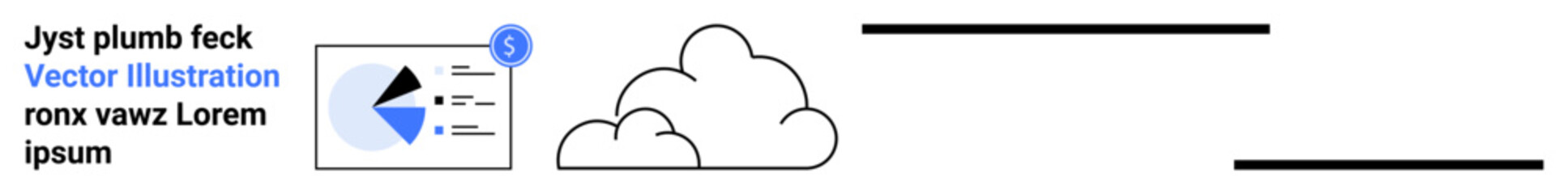 Chart with pie segments, progress notifications, and cloud icon. Ideal for data visualization, cloud storage, tech solutions, analysis, finance, productivity tools simple landing page