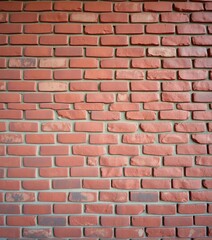 Rustic red brick wall texture, wide angle view , masonry, worn