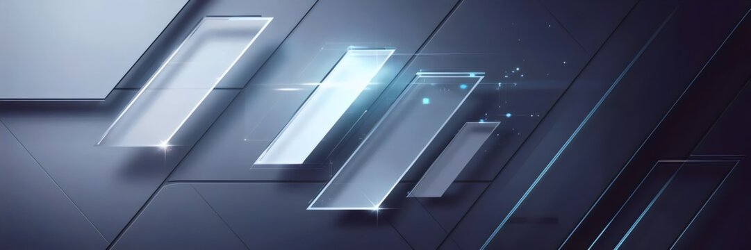 Futuristic corporate tech branding with holographic parallelograms &ndash; Great for digital identity, business branding, or innovative marketing.