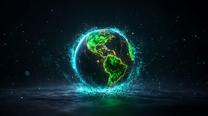 Obraz premium Glowing Earth with Energy, and Planet.
