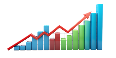 business graph isolated on transparent white background PNG. GENERATIVE AI