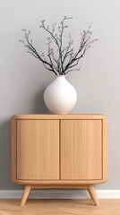 Elegant vase with a delicate branch on its surface showcased in a modern interior setting for stylish home decor