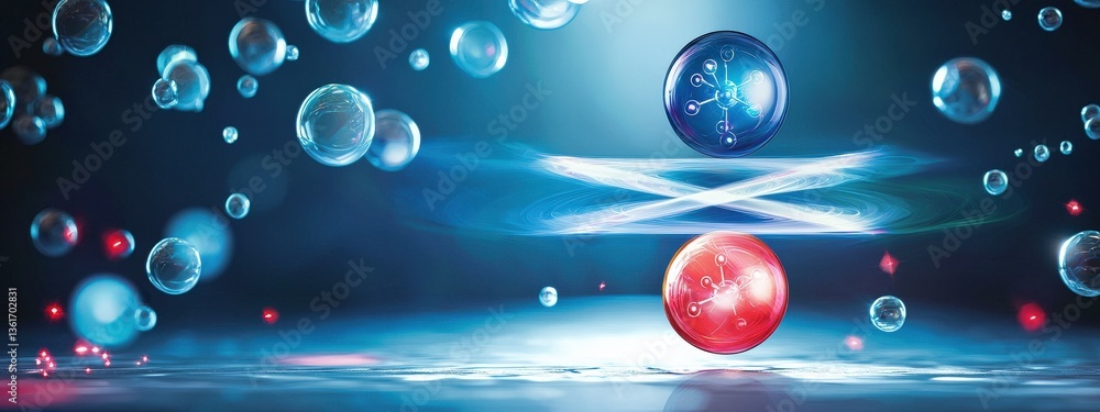 Poster a conceptual illustration of parallel universes based on quantum mechanics.