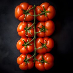 Vibrant Red Tomatoes on the Vine, Close-up Still Life Photography