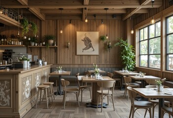 Fototapeta premium Wooden cafe