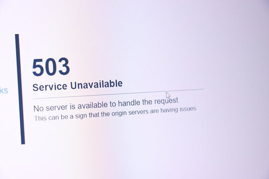 503 error: service unavailable message on screen indicating server issues