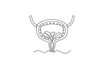 bladder. parts of the body concept. Single line draw design. Vector graphic illustration