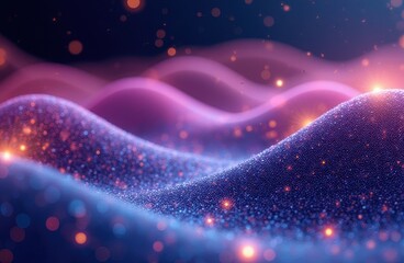 Abstract Glittering Waves, Purple and Blue Energy Background