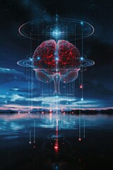 A conceptual rendering of a brain-machine interface transforming cognition.