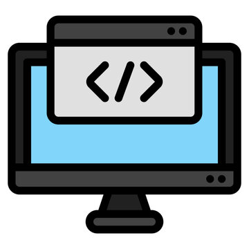 Computer monitor with browser window displaying code. Suitable for technology, coding, software development, web design projects, and computerrelated content.