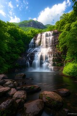 Fototapeta premium Waterfall in Lush Forest