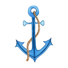anchor, marine collection, watercolor illustration for design, packaging, tableware, textiles