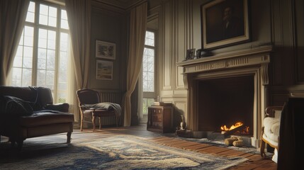 Elegant interior, warm tones, classic style