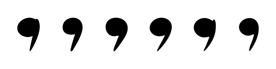 Doodle quotation mark. Hand drawn comma set for speech bubble. Vector apostrophe icon for conversation. Sketch scribble sign. Punctuation symbol on white background