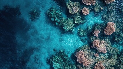 Naklejka premium Stunning aerial view capturing the vibrant hues of a healthy coral reef ecosystem
