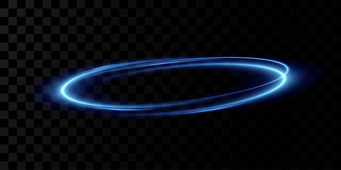 Neon blue magic circle. Futuristic light circle for background. Light frame. Vector. Magic portal.