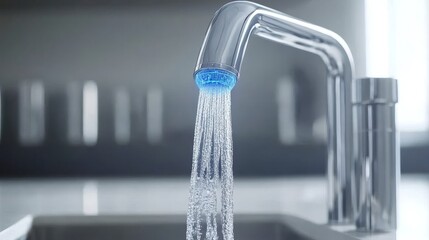 Faucet with flowing water