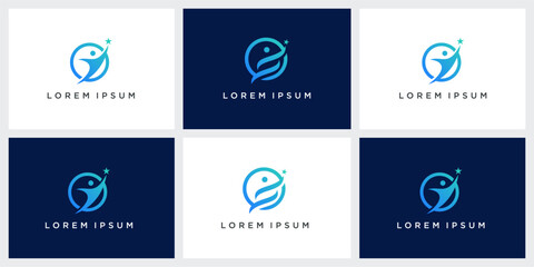 Set of success people logo design template
