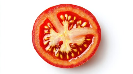 Close-up tomato slice on white background