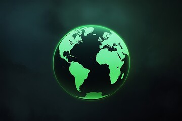 Fototapeta premium Our glowing green Earth, a symbol of hope and global connection, softly illuminated against a dark space backdrop.