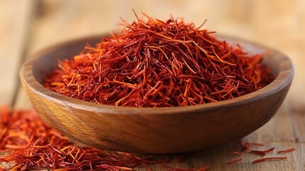 Fototapeta premium Bowl of dried saffron threads.