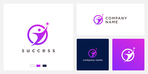 Success logo design template abstract people