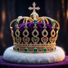 Golden crown on white background with Christmas and Thai cultural elements