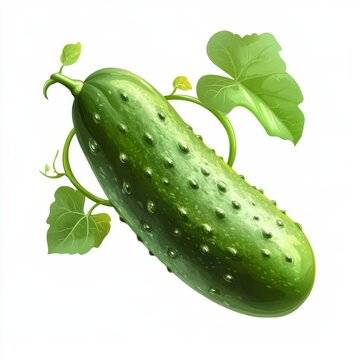 recommend clip art: one whole fresh cucumber isolated on white background