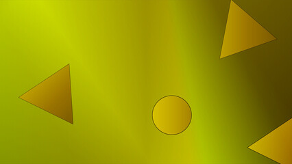 Abstract design featuring colorful geometric shapes on a yellow background.