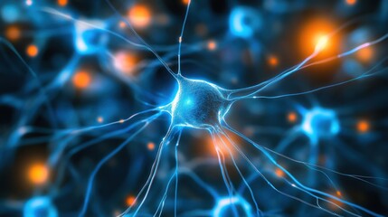 Neuron network, detailed view, biological structure, scientific study, medical research