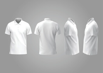 3-dimensional illustration of a white men's plain polo shirt, shirt suitable for all casual and sports activities, arranged in a professional mockup. Perfect for showcasing company identity.