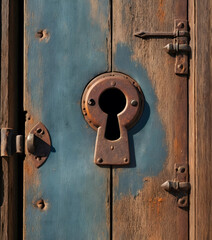 Rusty Vintage Keyhole with Dust Particles Floating in Sunlight
