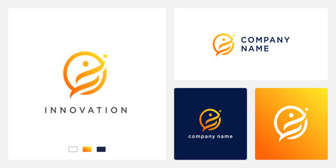 Innovation logo design template abstract people