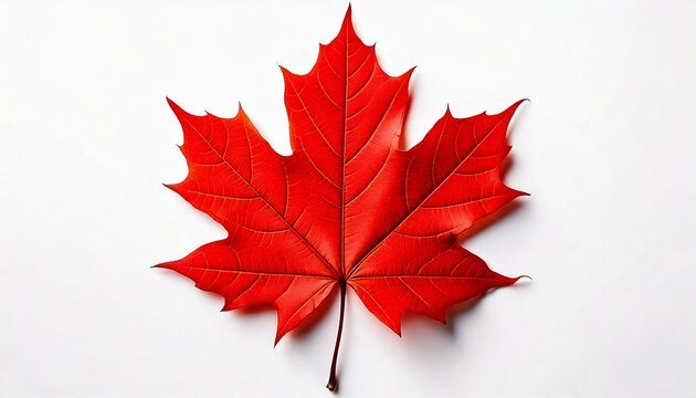 High-resolution image of a vibrant red maple leaf isolated on a white background