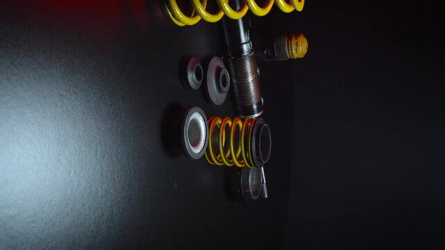 vertical video adjustable tuned sports suspension for a bench front-wheel drive car yellow coilovers