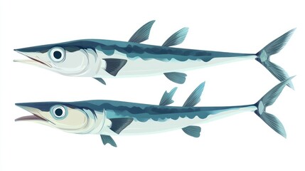 Fototapeta premium Mackeral. Fresh Whole Fish Seafood Silver Isolated on White Background