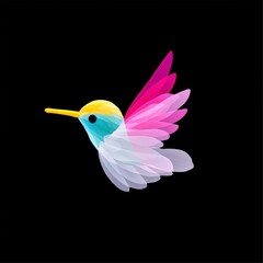 Abstract Colorful Hummingbird in Flight