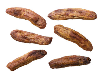 Set of dried bananas on a white background. Isolated