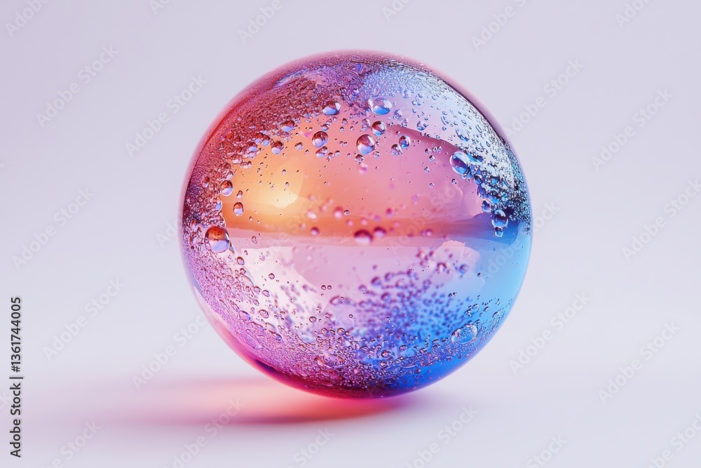 Aufkleber Colorful bubble reflects light and colors in a creative display on a smooth surface