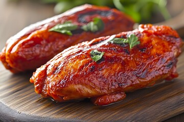 Delicious Grilled BBQ Chicken Breast Closeup