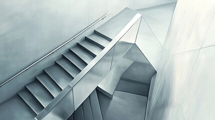 Fototapeta premium Modern metal stairs in an abstract building interior