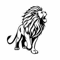 Obraz premium Majestic Lion Roaring: Strong, Bold Vector Illustration for Graphic Design.