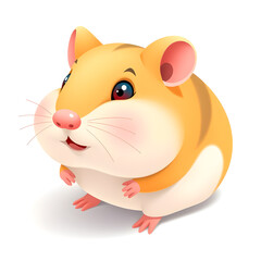 Fototapeta premium Cute hamster on a white background. Vector cartoon illustration.