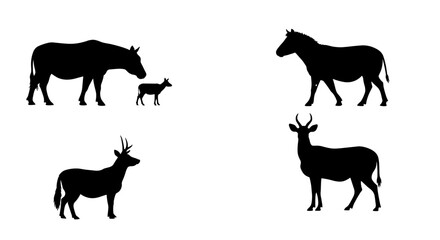 Obraz premium Silhouettes of various African animals against a white background.