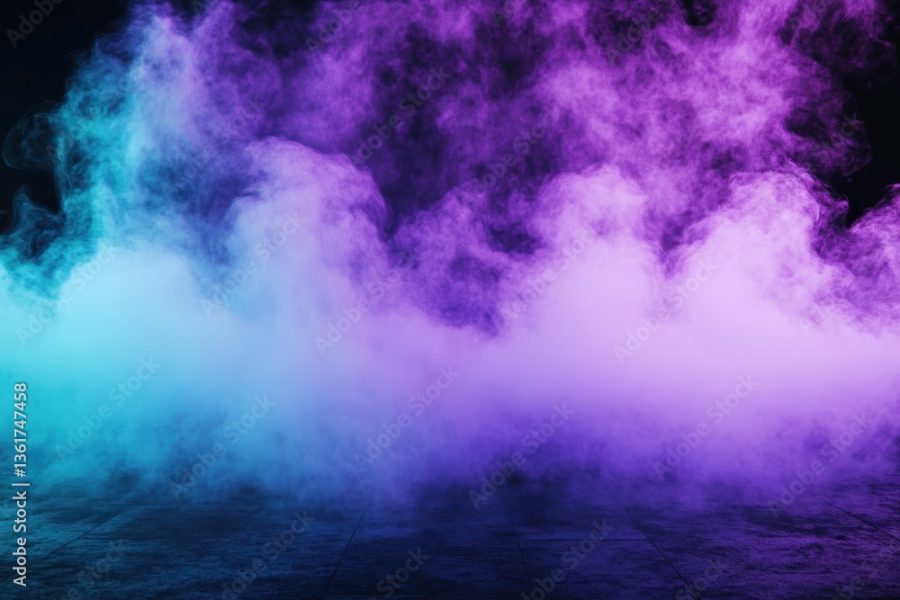 Aufkleber abstract smoky background with blue and purple colors on dark tile surface. this vibrant scene is pe