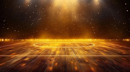 Well-lit basketball court ready for a thrilling dodgeball tournament event with copy space for text and sports atmosphere