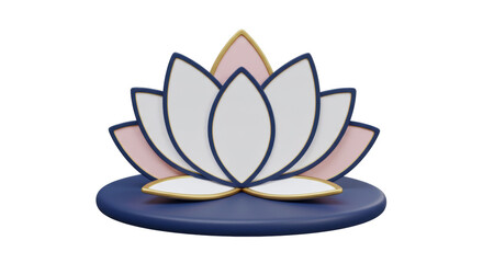 Isolated 3D Render of a Lotus Flower on a Pedestal