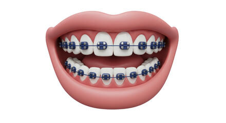 Isolated 3D Render of Braces on Teeth
