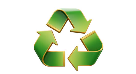 Obraz premium Isolated 3D Render of a Green and Gold Recycling Symbol